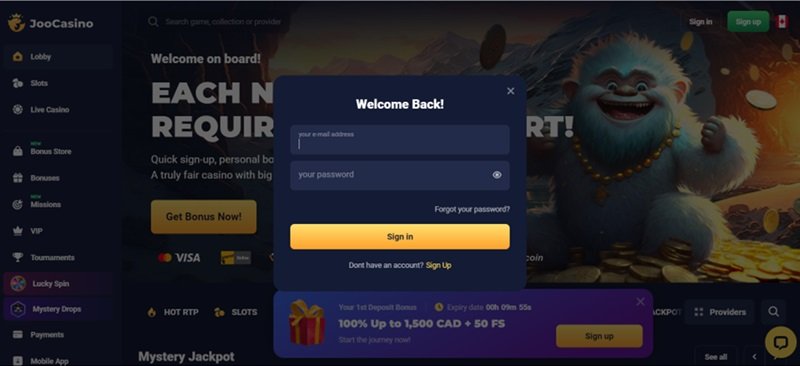 Joo online casino login